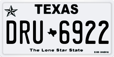TX license plate DRU6922