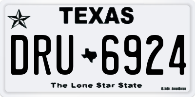 TX license plate DRU6924