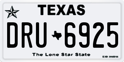 TX license plate DRU6925