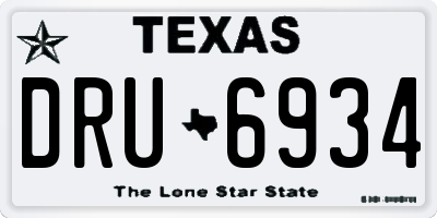 TX license plate DRU6934
