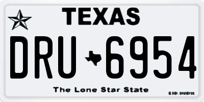 TX license plate DRU6954