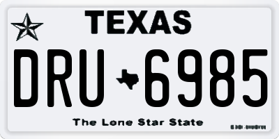 TX license plate DRU6985