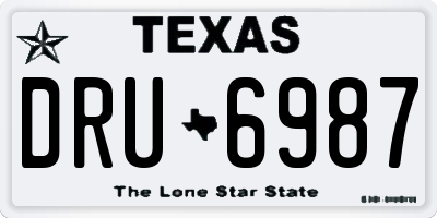 TX license plate DRU6987