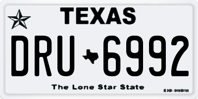 TX license plate DRU6992