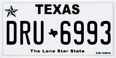TX license plate DRU6993