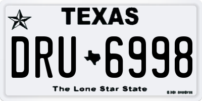 TX license plate DRU6998