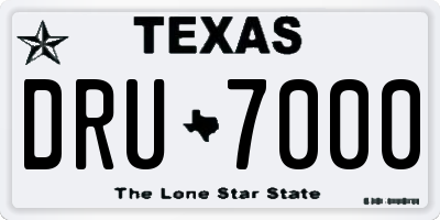 TX license plate DRU7000