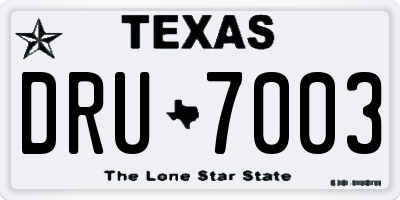 TX license plate DRU7003