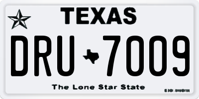 TX license plate DRU7009