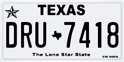 TX license plate DRU7418