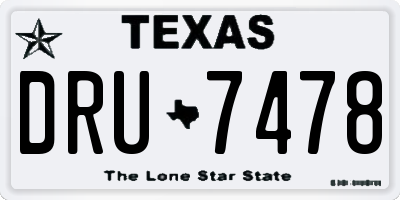 TX license plate DRU7478