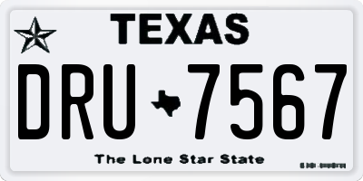 TX license plate DRU7567