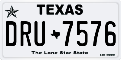 TX license plate DRU7576