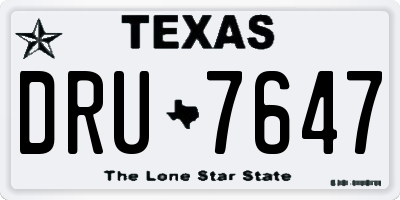 TX license plate DRU7647