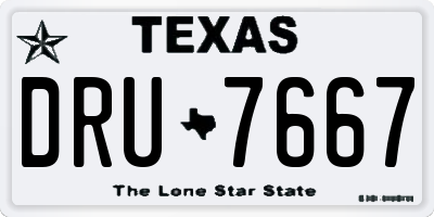 TX license plate DRU7667