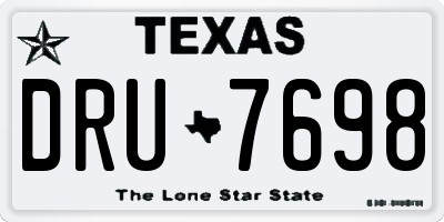TX license plate DRU7698