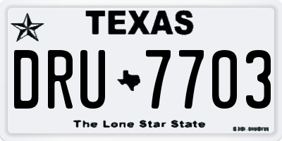 TX license plate DRU7703