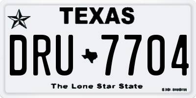 TX license plate DRU7704