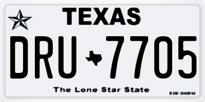 TX license plate DRU7705