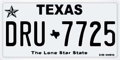 TX license plate DRU7725