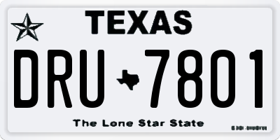 TX license plate DRU7801