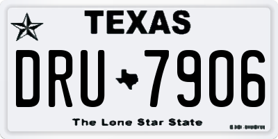 TX license plate DRU7906