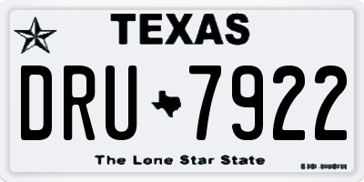TX license plate DRU7922
