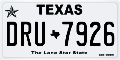 TX license plate DRU7926