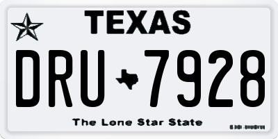 TX license plate DRU7928