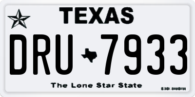TX license plate DRU7933