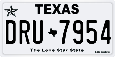 TX license plate DRU7954