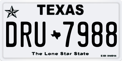 TX license plate DRU7988