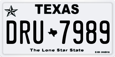 TX license plate DRU7989