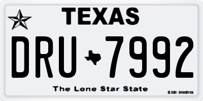 TX license plate DRU7992