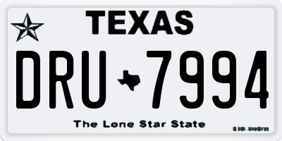 TX license plate DRU7994