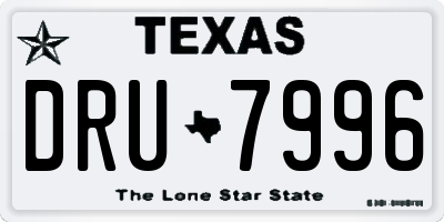 TX license plate DRU7996