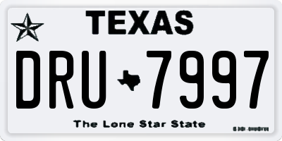 TX license plate DRU7997