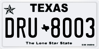 TX license plate DRU8003