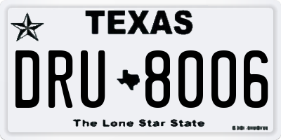 TX license plate DRU8006