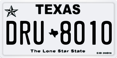 TX license plate DRU8010