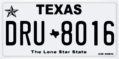 TX license plate DRU8016
