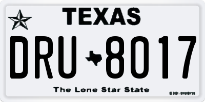 TX license plate DRU8017