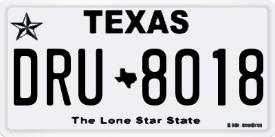 TX license plate DRU8018