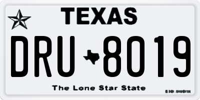 TX license plate DRU8019