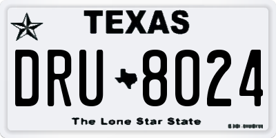 TX license plate DRU8024