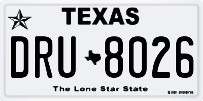 TX license plate DRU8026