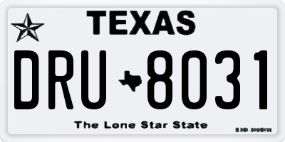 TX license plate DRU8031
