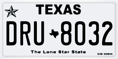 TX license plate DRU8032