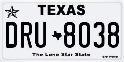 TX license plate DRU8038