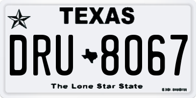 TX license plate DRU8067